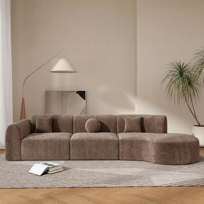 Merax 3-Piece 140" Curved Sectional Sofa Set, 4 Seat L-Shaped Modular Modern - Image 3