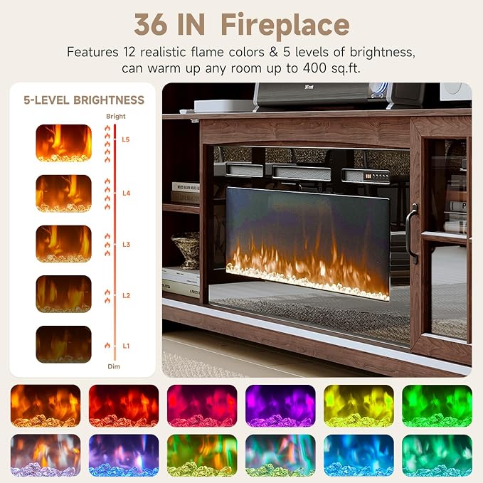 70" Farmhouse TV Stand with 36" Fireplace - Image 3