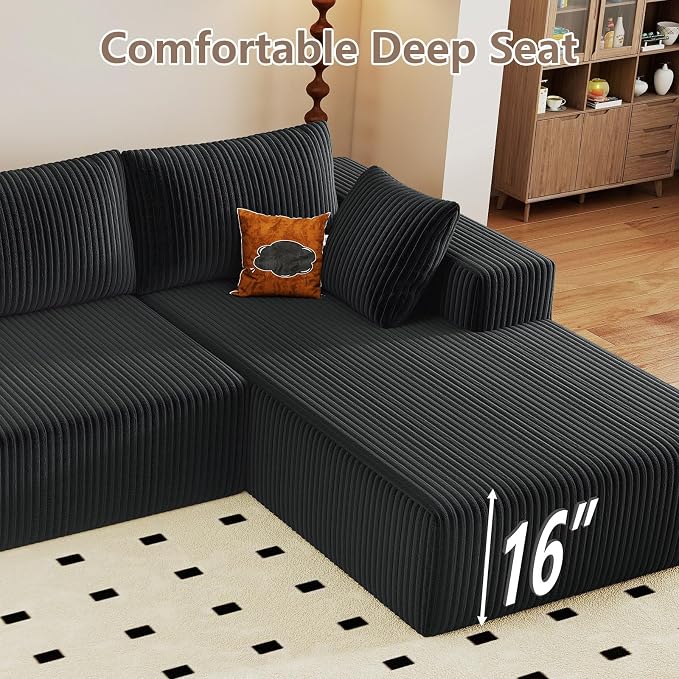 95" Cloud Sectional Couch with L-Shape Chaise, Modular Comfy Sofa Chaise Longue - Image 8