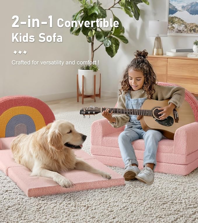 little dove Extra Wide Soft Toddler Couch Fold Out, Comfy Toddler Chair - Image 5