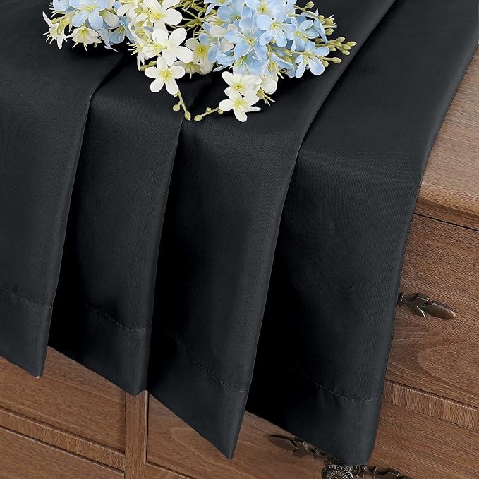 Black Valances for Windows 14 inch Length 2 Panels Set, Small Voile Sheer - Image 6