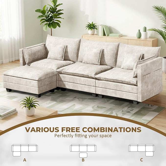 LEVELEVE 112.5" L-Shape Modular Sofa - Image 3