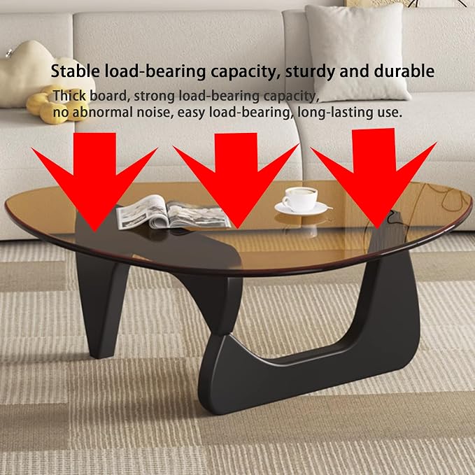 EASYSOUL Modern Glass Coffee Table, 44.88" D x 32.28" W x 15.75" H, Abstract - Image 6