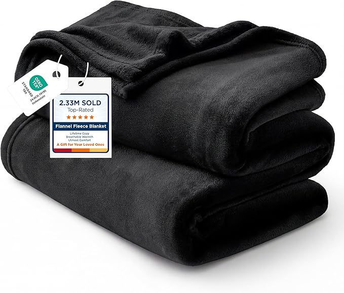 Bedsure GentleSoft Fleece Bed Blankets Full Size Black by BEDSURE