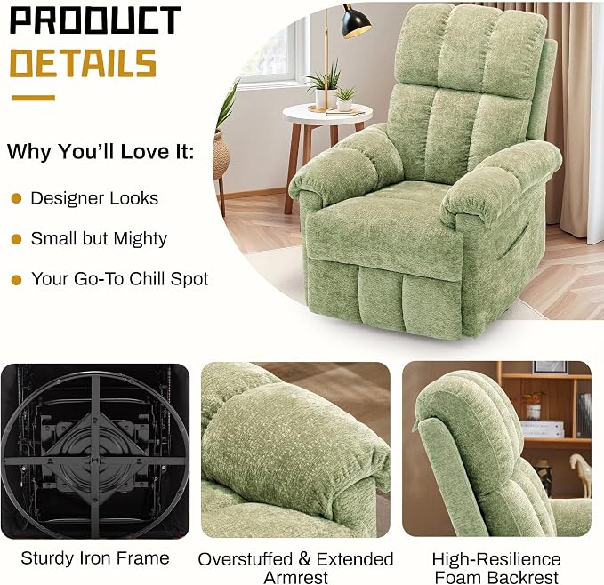 Korser Recliner Chair, Swivel Rocker Recliner Chair - Image 5