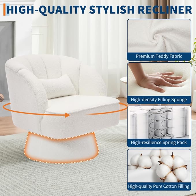 Garvee Ultra-Plush Swivel Accent Chair, 360° Barrel Lounge Chair - Image 3