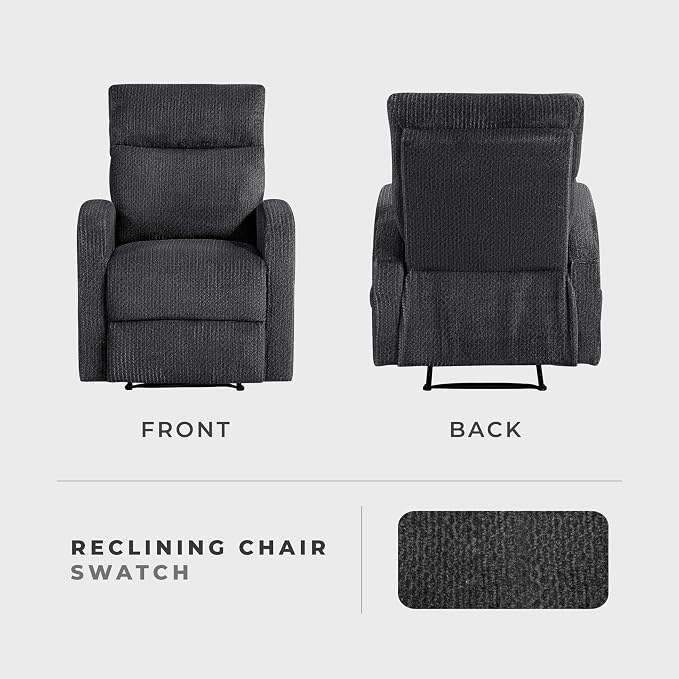 Lexicon Manual Recliner Chair, Textured Microfiber Reclining Chair, Wall Hugger - Image 6