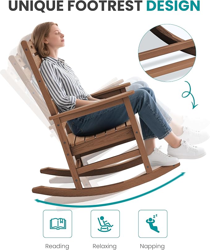SERWALL Outdoor Rocking Chair Set of 2, Oversized Rocking Chair - Image 7