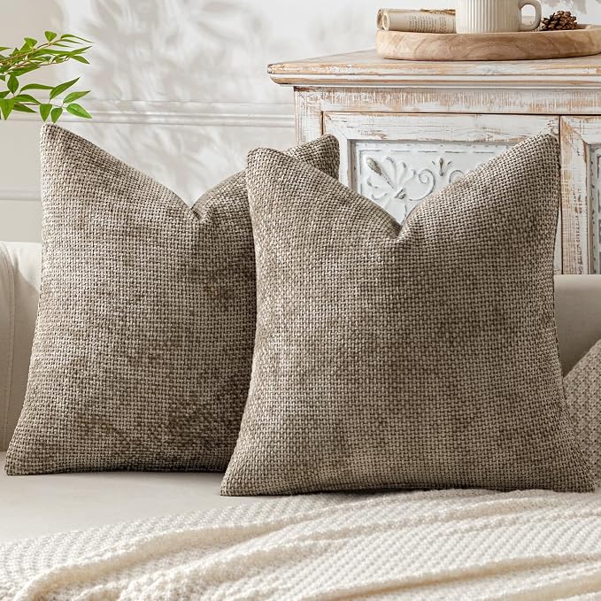 MIULEE Pack of 2 Couch Throw Pillow Covers 22x22 Inch Neutral Khaki Modern Boho by MIULEE