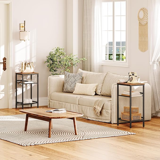 HOOBRO Side Table, 3-Tier Tall End Telephone Table - Image 2