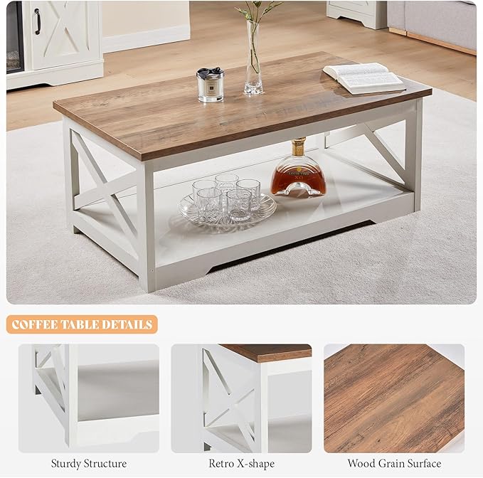 AMERLIFE 5-Piece Farmhouse Table Set Include 63" TV Stand - Image 7