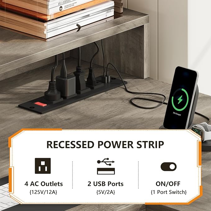 YOMILUVE 63" Farmhouse L Shaped Executive Desk - Image 6