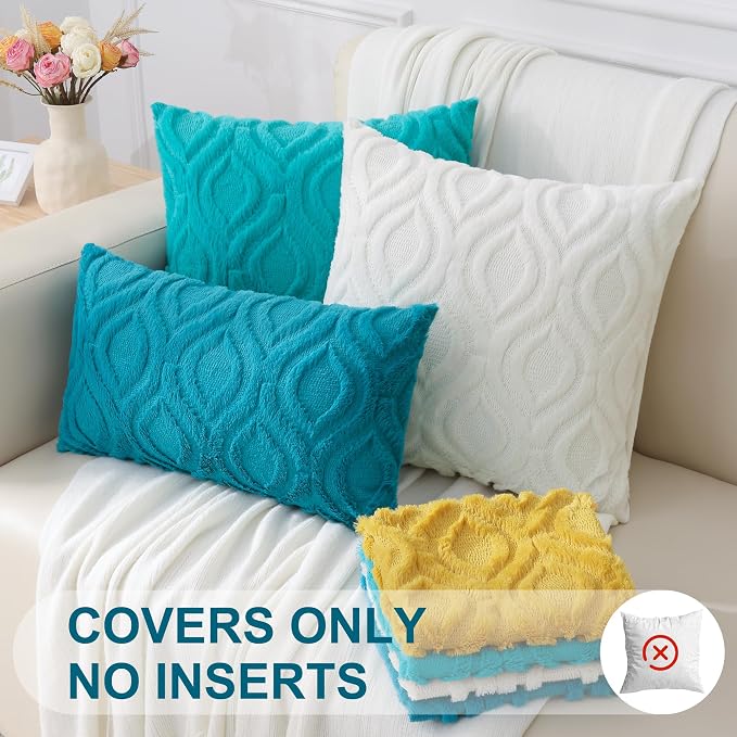 decorUhome Summer Throw Pillow Covers 16x16 Inch Set of 2, Soft Plush Faux Wool - Image 8
