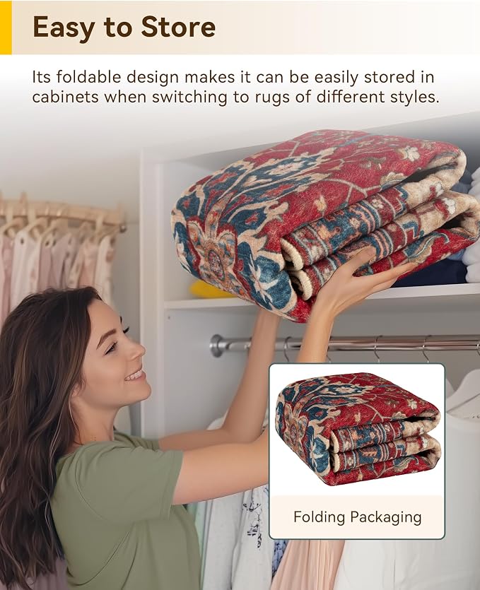 RELEANY Area Rugs 5'x7' Washable Non-Slip, Floral Vintage Distress Print - Image 6