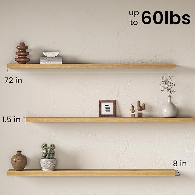 Fun Memories 72Inch Long Floating Shelves, 8 Inch Deep Shelves - Image 3