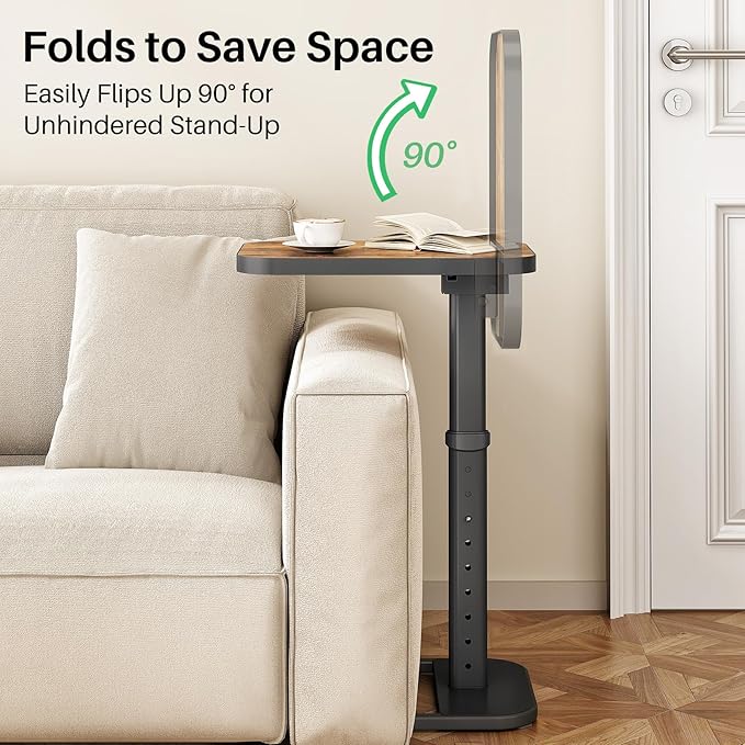 Kitstorack TV Tray Table, Adjustable Height & Flip-Top & Rounded Metal Corners - Image 5