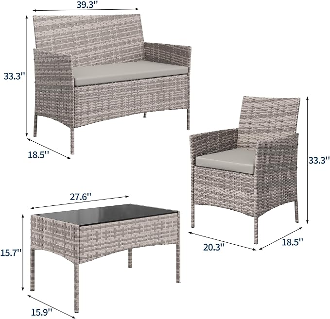 GarveeLife 4-Piece Patio Furniture Set, Rattan Outdoor Furniture - Image 2
