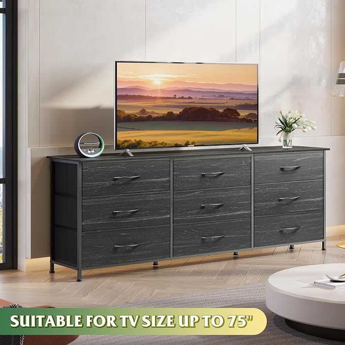 WLIVE 63''W Dresser for Bedroom, 75 inch TV, Wide Chest of Drawers - Image 4