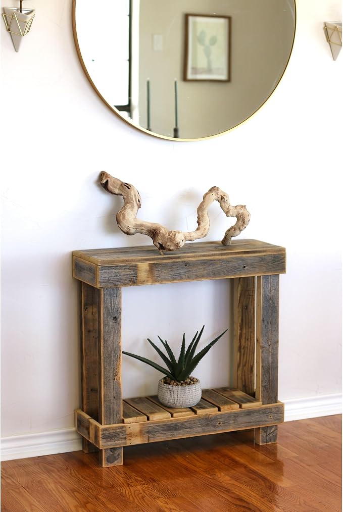 Natural 30x10x30 Entry Console Farmhouse Rectangular Reclaimed Wood Finish by Unknown