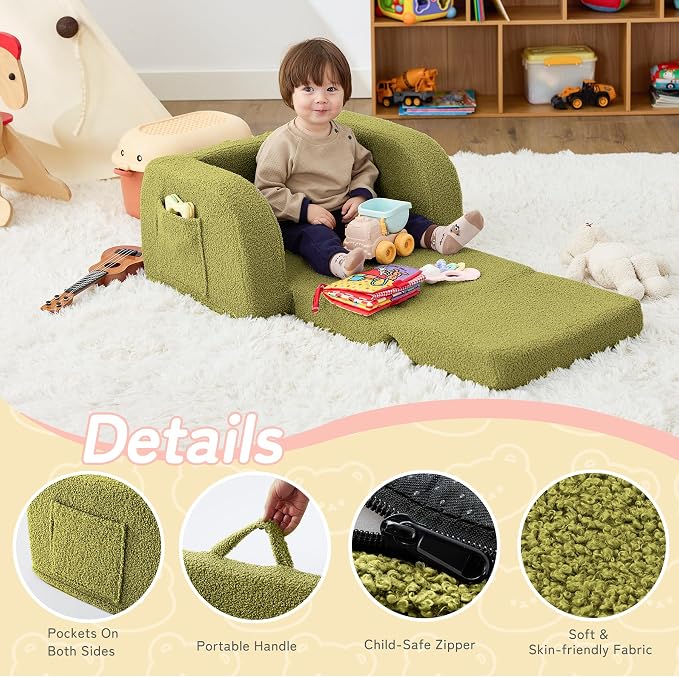 Toddler Couch, 2-in-1 Toddler Chairs Comfy 1-3 Years Old, Toddler Chair - Image 4