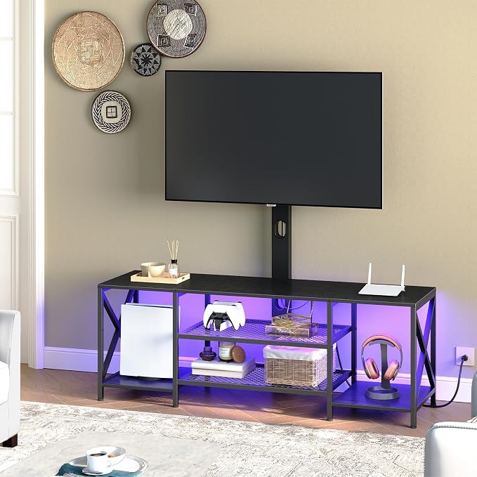 HOOBRO TV Stand with Mount and Power Outlet, LED Entertainment Center with - Image 6