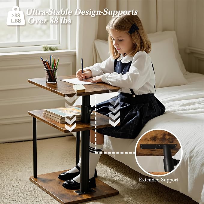 Faesun 360° Swivel Side Table for Height Adjustable, C Shaped End Table for - Image 3