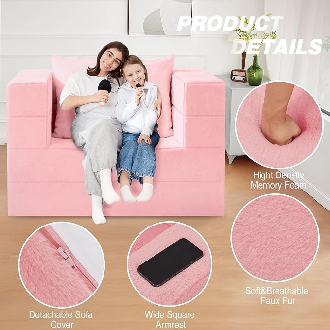 Futon Sofa Bed with Pillow, 3-in-1 Sleeper Sofa Bed with Removable Cover - Image 7