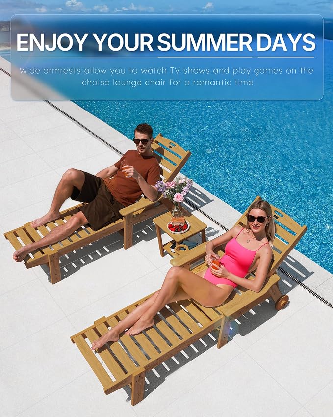 Patio Chaise Lounge Chair Set of 2, Oversize Lounge Chairs - Image 3
