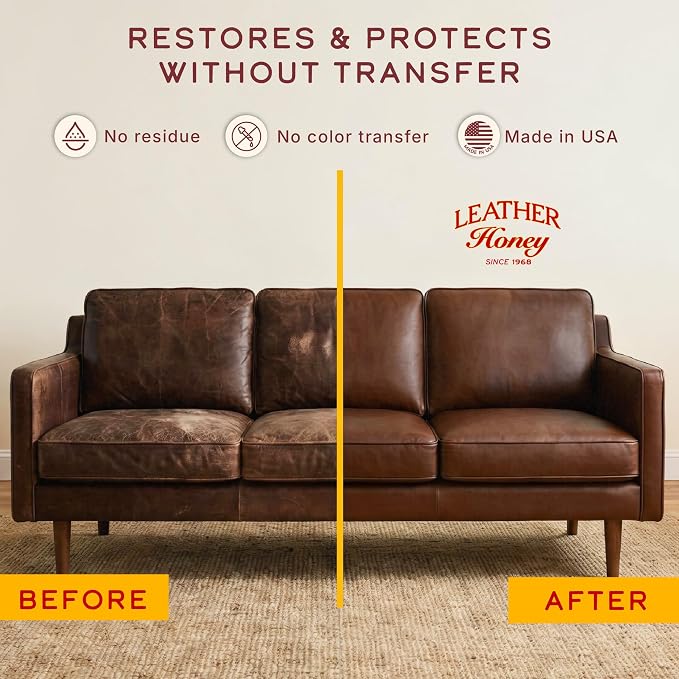 Leather Honey Brown Recoloring Balm: Color Restorer and Scratch/Scuff Remover - Image 2