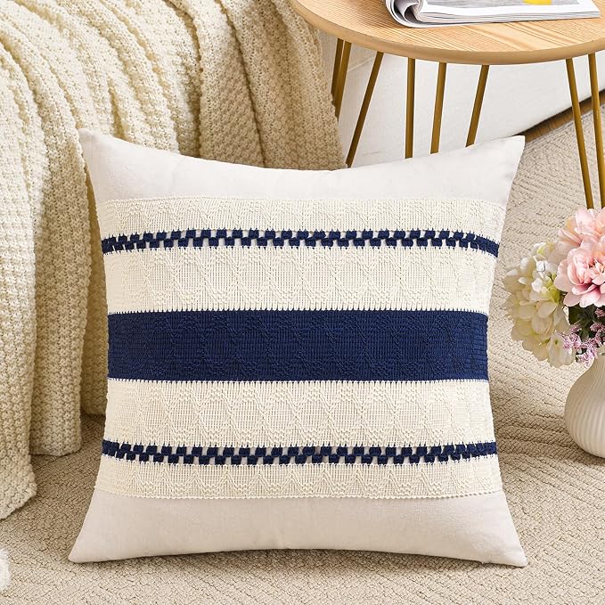 Fancy Homi Set of 1 Navy Blue Big Decorative Throw Pillow Covers 24x24 Inch by Fancy+Homi