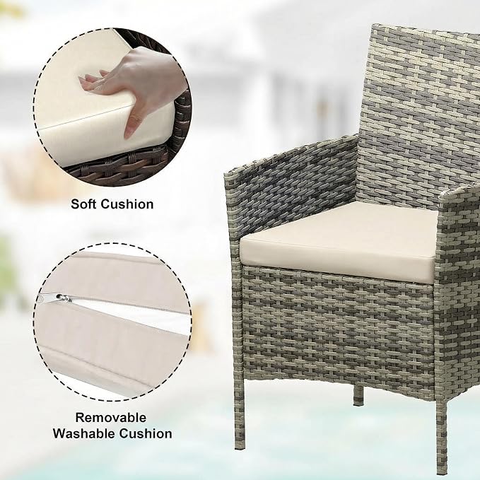 GarveeLife 3 Piece Patio Furniture Set, Rattan Outdoor Furniture - Image 3