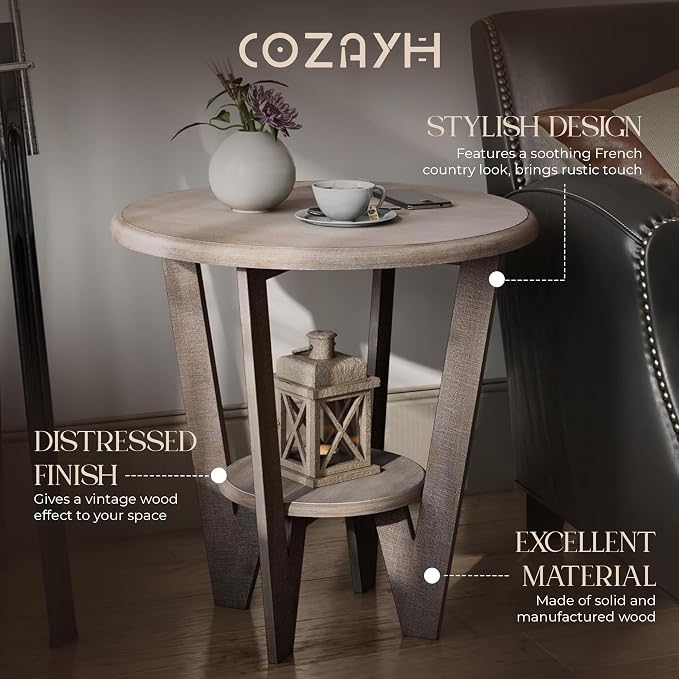 Set of 2 Rustic Farmhouse end Table - Image 4