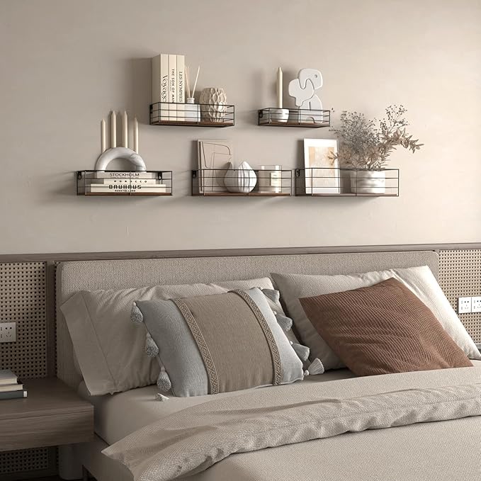 CRUGLA Floating Wall Shelves Set of 5, Wall Mounted Bathroom Shelves, Hanging - Image 6