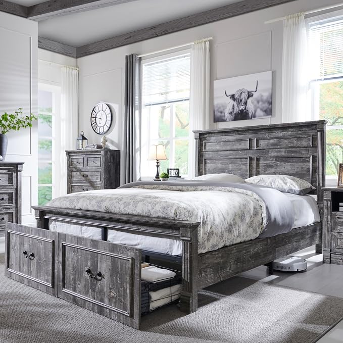 Aitjunz Farmhouse Queen Size Bed Frame by AITJUNZ