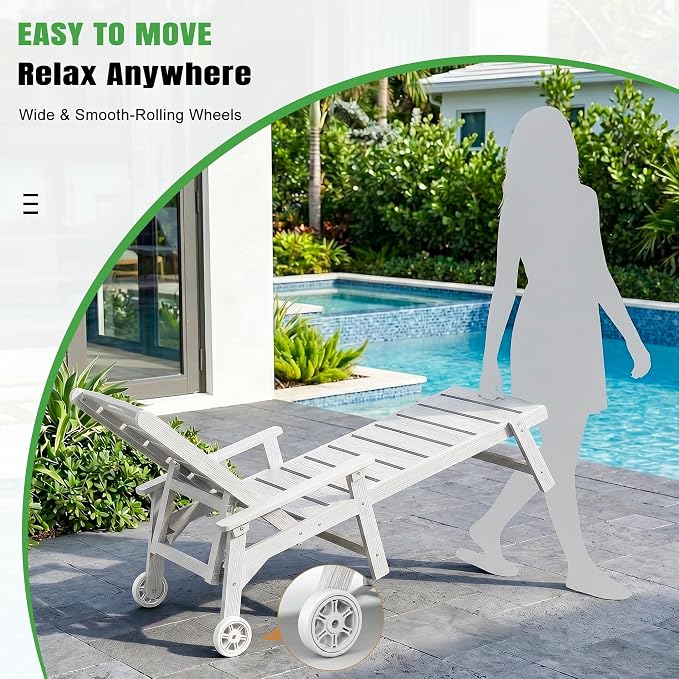 Outdoor Lounge Chair with 5-Position Adjustable, Outside Lounge Chair with Cup - Image 6