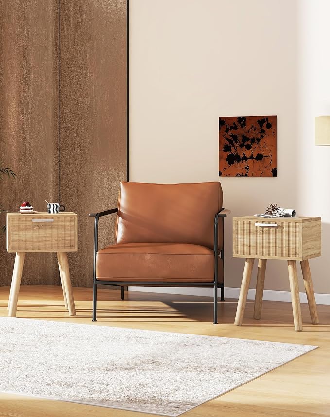 YMYNY Narrow Fluted Nightstand Set of 2, Small End Table, Modern Coffee Table - Image 7