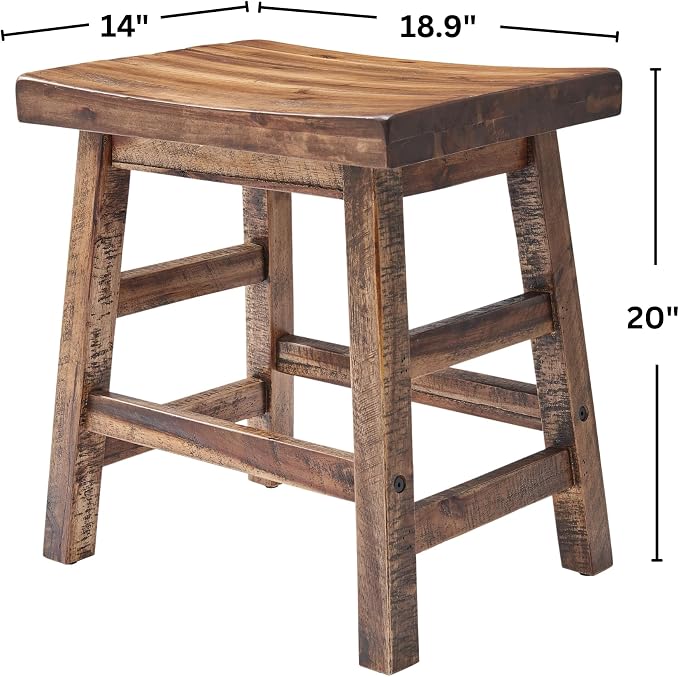 Alaterre Furniture Durango 20-Inch Tall Industrial Wood Dining Stool - Image 3