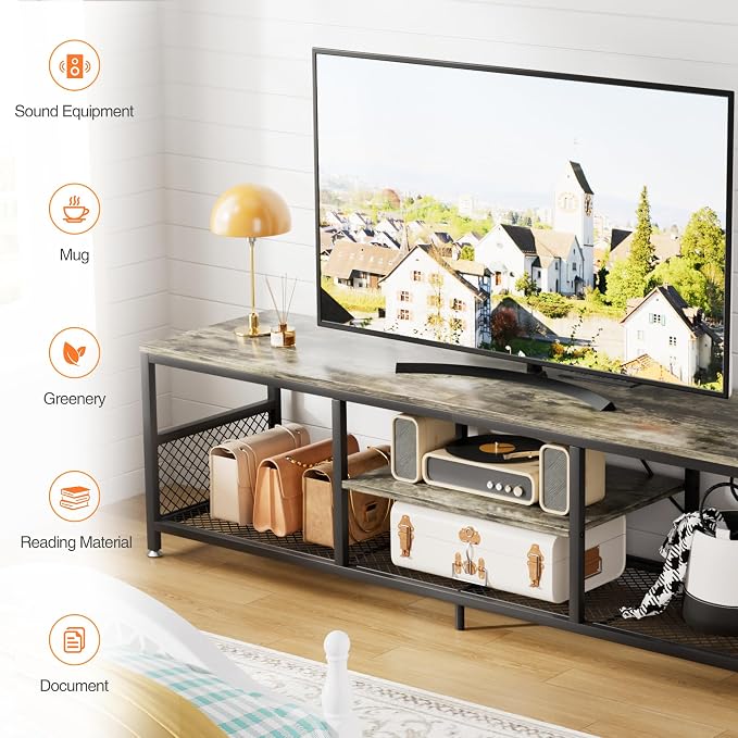VECELO TV Stand with Power Outlets - Image 3