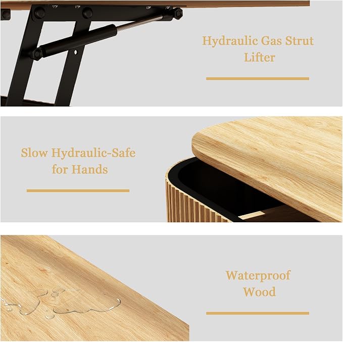 Fluted Lift Top Coffee Table - Image 7