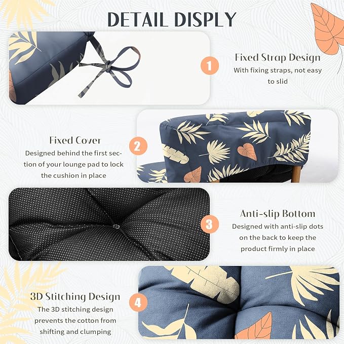 EverPine Outdoor Chaise Lounge Chair Cushion 74.4 x 22.8 x 4.7 Inch, Patio - Image 5