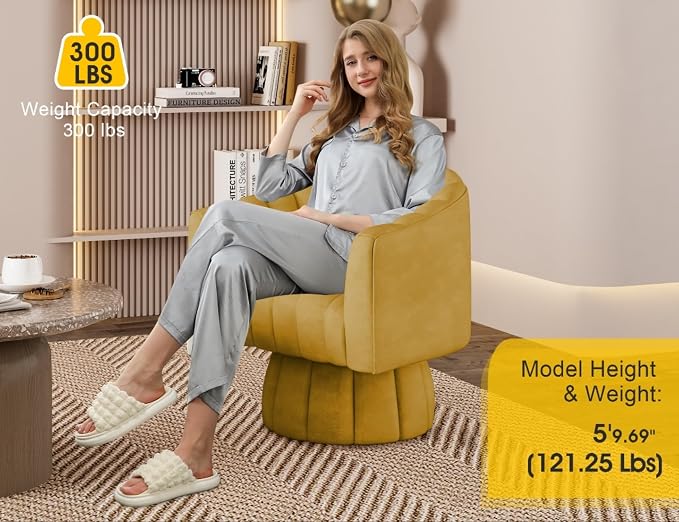Dewhut Swivel Accent Chair, 360° Swivel Barrel Chair - Image 3