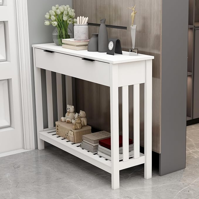 TaoHFE White Narrow Console Table by TAOHFE