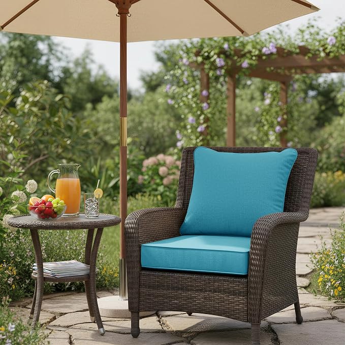 Summsun Faux Linen Outdoor Chair Cushions, Water Resistant Backrest and Seat - Image 2