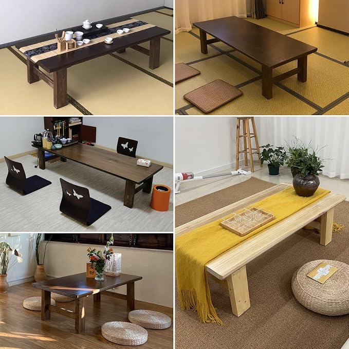 Japanese Floor Table, Vintage Low Rectangular Tea Table, Tatami Accent Furniture - Image 7
