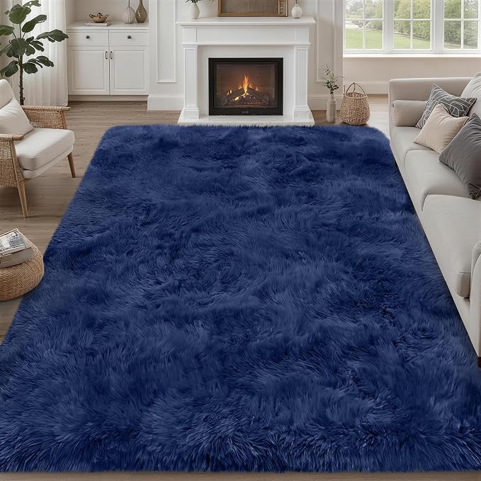 Fluffy Area Rugs 9x12 Living Room Bedroom: Ultra Soft Shag Rug Upgrade Non-Slip by Luxturiy