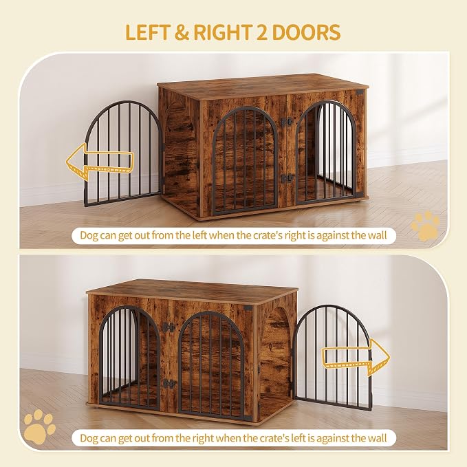 Hzuaneri 39.4" Wooden Dog Crate Furniture, Indoor Dog Kennel Dogs Cage - Image 4