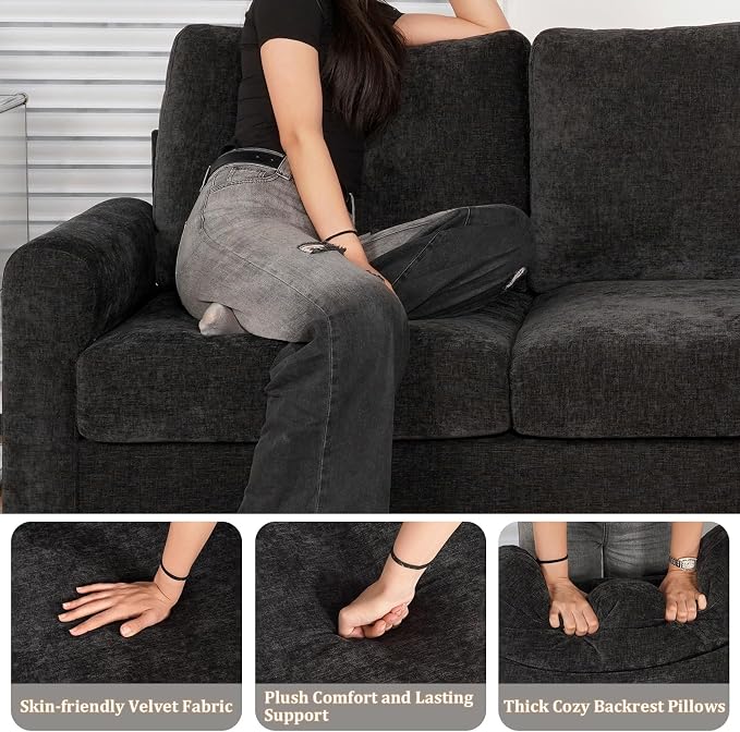 EASE MOOSE 70.6" Modern Deep Seat Loveseat Couch, Soft Chenille Sofa - Image 6