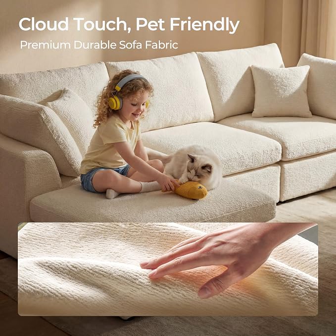 Amsleekey 108" Cloud Sectional Couches, - Image 8