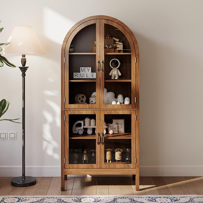 Arched Display Cabinet with Acrylic Glass Doors, 70.9'' Tall Curio Cabinet with - Image 6