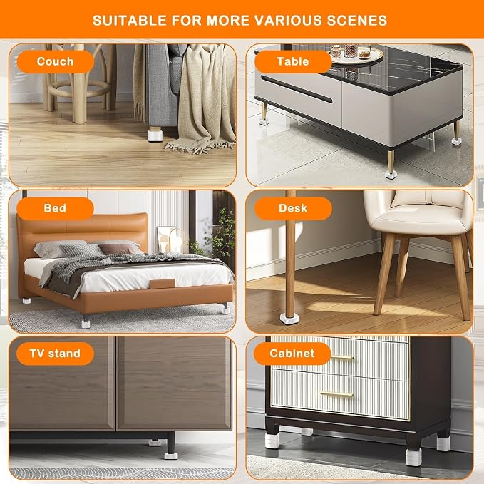 Furniture Risers Adjustable Bed Risers Heavy Duty Lifts Height 2", Square - Image 6